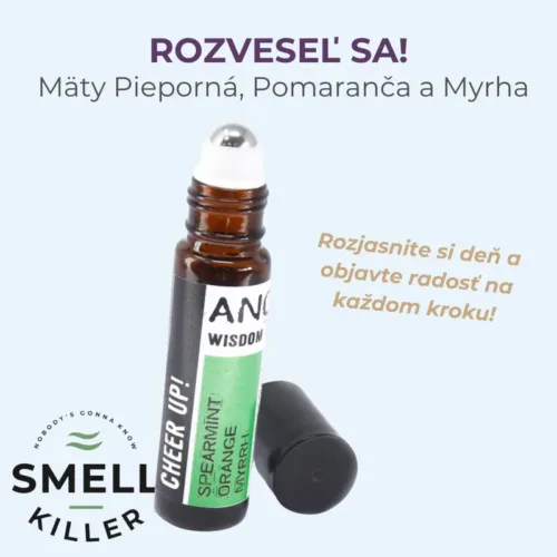 Rozveseľ sa! Roll-On zmes esenciálnych olejov 10ml – Mäta pieporná, Pomaranč a Myrha